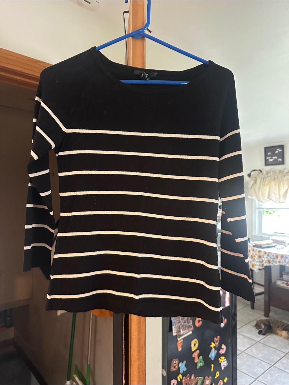 H&M Black Top with White Stripe Detail